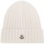 Purchase Moncler Small Logo Wool Knit Beanie Unisex Couple Style in Off-White. I20933B00036A9327030