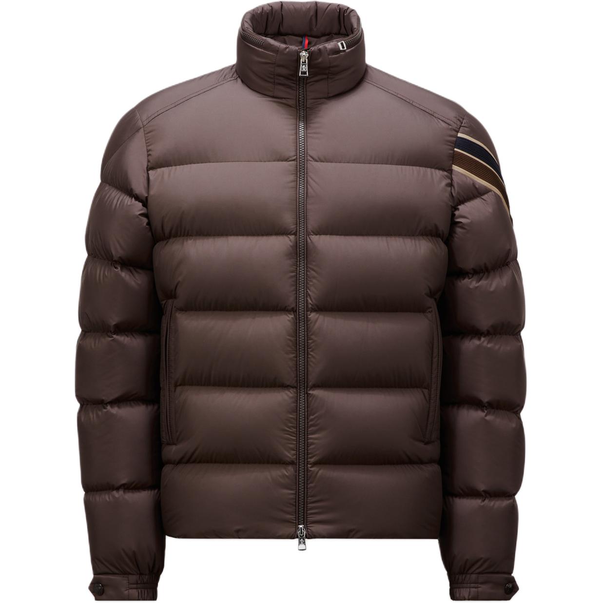 Moncler Solayan FW24  Brown Down Jacket with Hood & Tricolor Stripe Collar. J20911A00066549SK243 圖 2