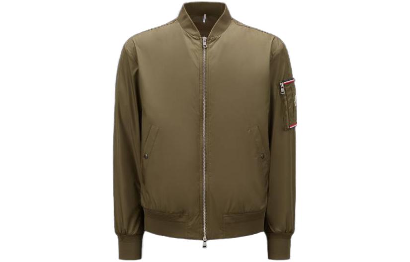 Moncler Solid Baseball Collar Jacket in Olive Green I10911A0015654A81818