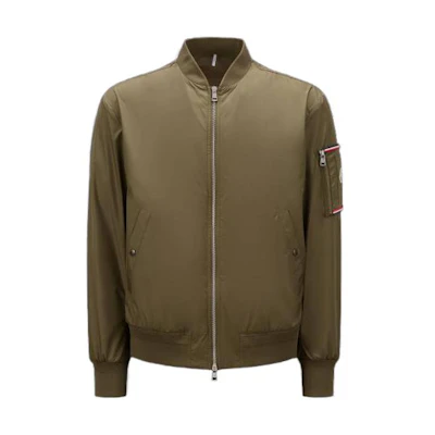 Moncler Solid Baseball Collar Jacket in Olive Green I10911A0015654A81818