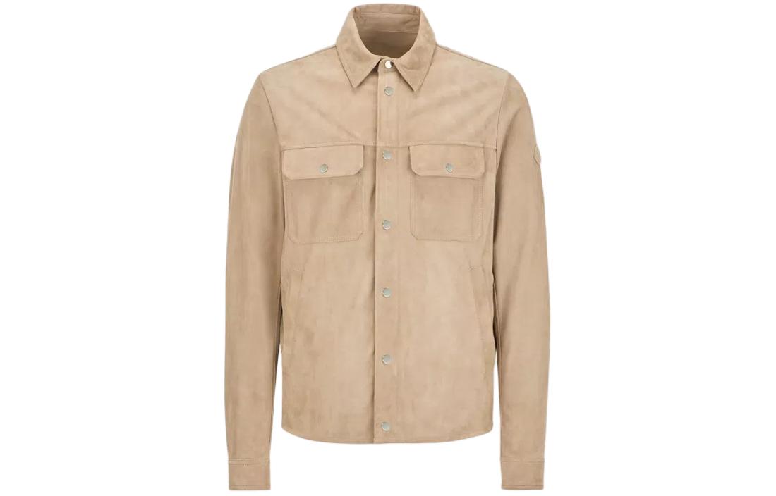 Moncler Solid Beige Button-Up Long Sleeve Jacket J10911G00011M414223O