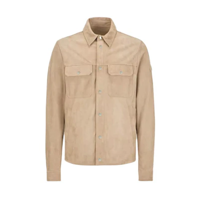 Moncler Solid Beige Button-Up Long Sleeve Jacket J10911G00011M414223O