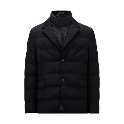 Moncler Solid Button-Up Jacket Navy Blue I20911A0019054ANL778