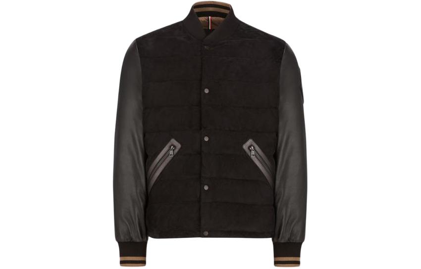 Moncler Solid Color Button-Up Long Sleeve Jacket - Black J10911A00067M3933999