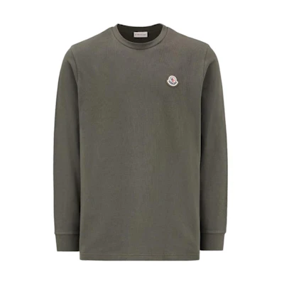 Moncler Solid Color Crewneck Pullover Long-Sleeve Sweatshirt Green H20918D00005899RD828