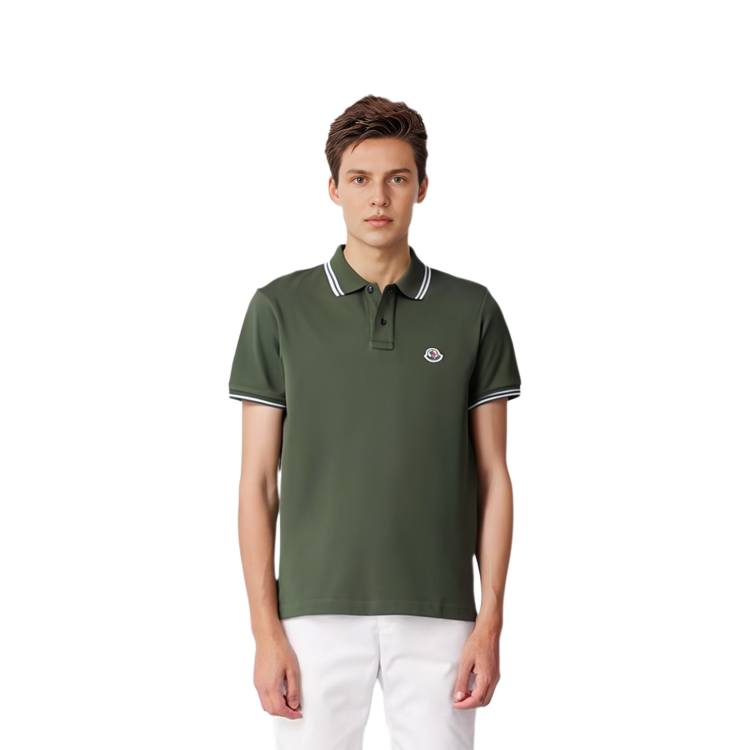 Moncler Solid Color Green Polo Shirt 8A00030-899UR-876 圖 4