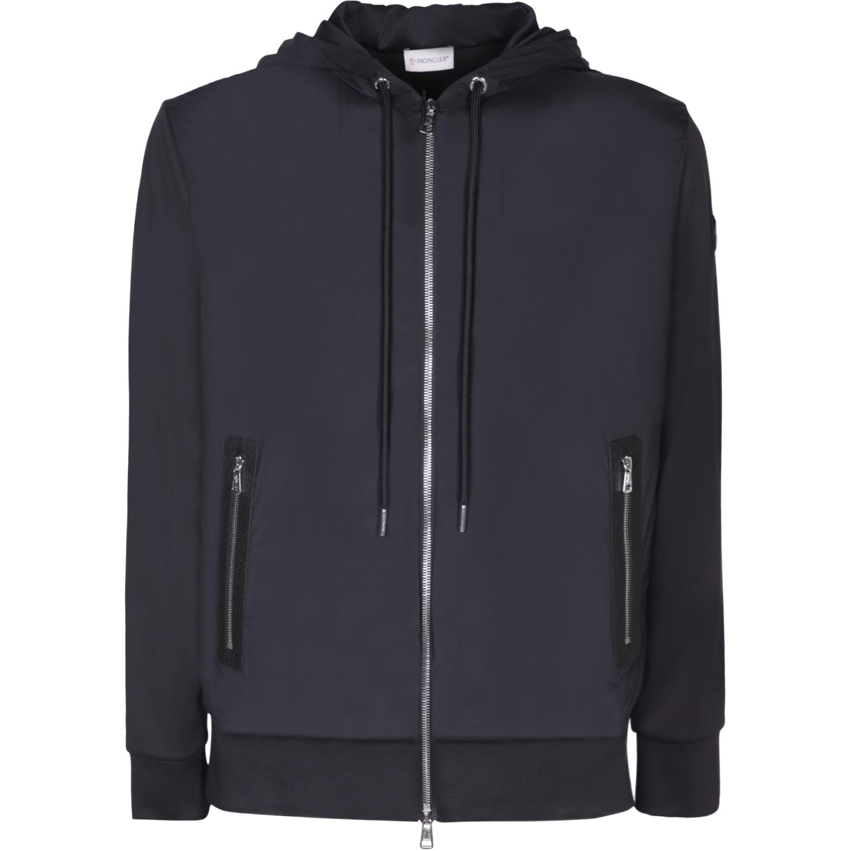 Moncler Solid Color Hooded Zip Pocket Long Sleeve Jacket Black J10918G0003189AGC999