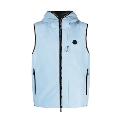 Moncler Solid Color Hooded Zip Vest Blue - I20911A00035539DK715
