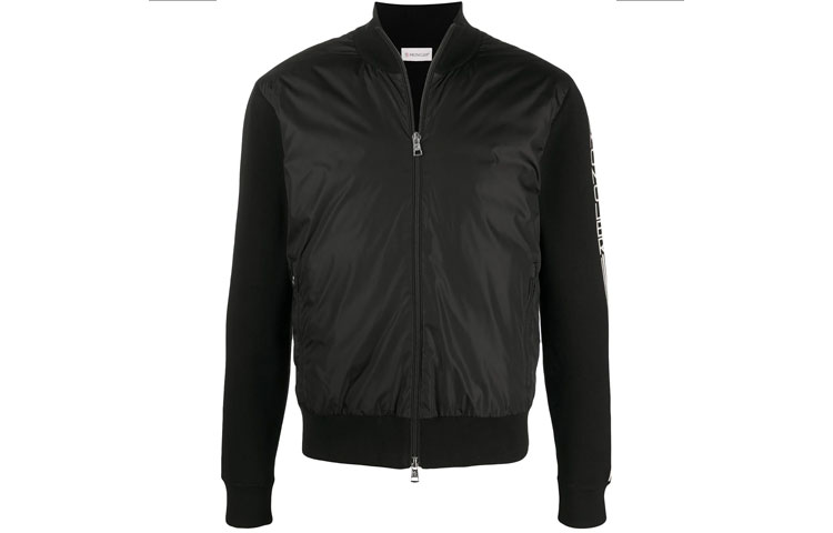 Moncler Solid Color Letter Patch Jacket with Stand Collar and Long Sleeves G10919B52200V9154999