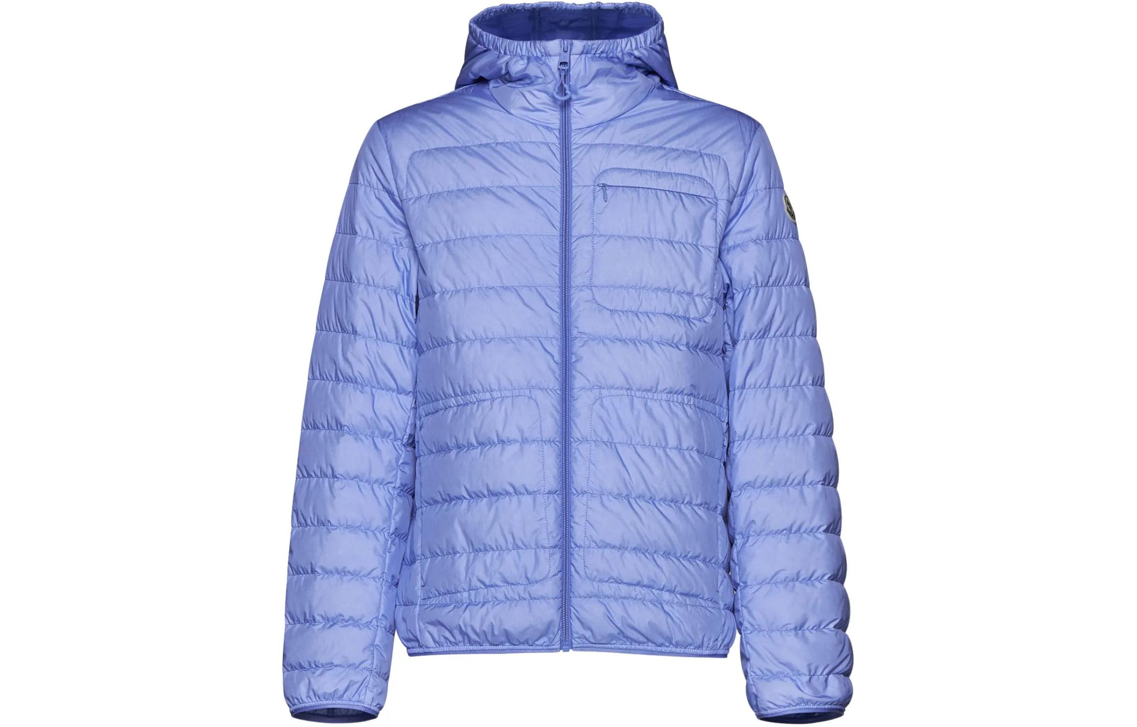 Moncler Solid Color Long Sleeve Hooded Down Jacket Blue 1A00037U5396L71B