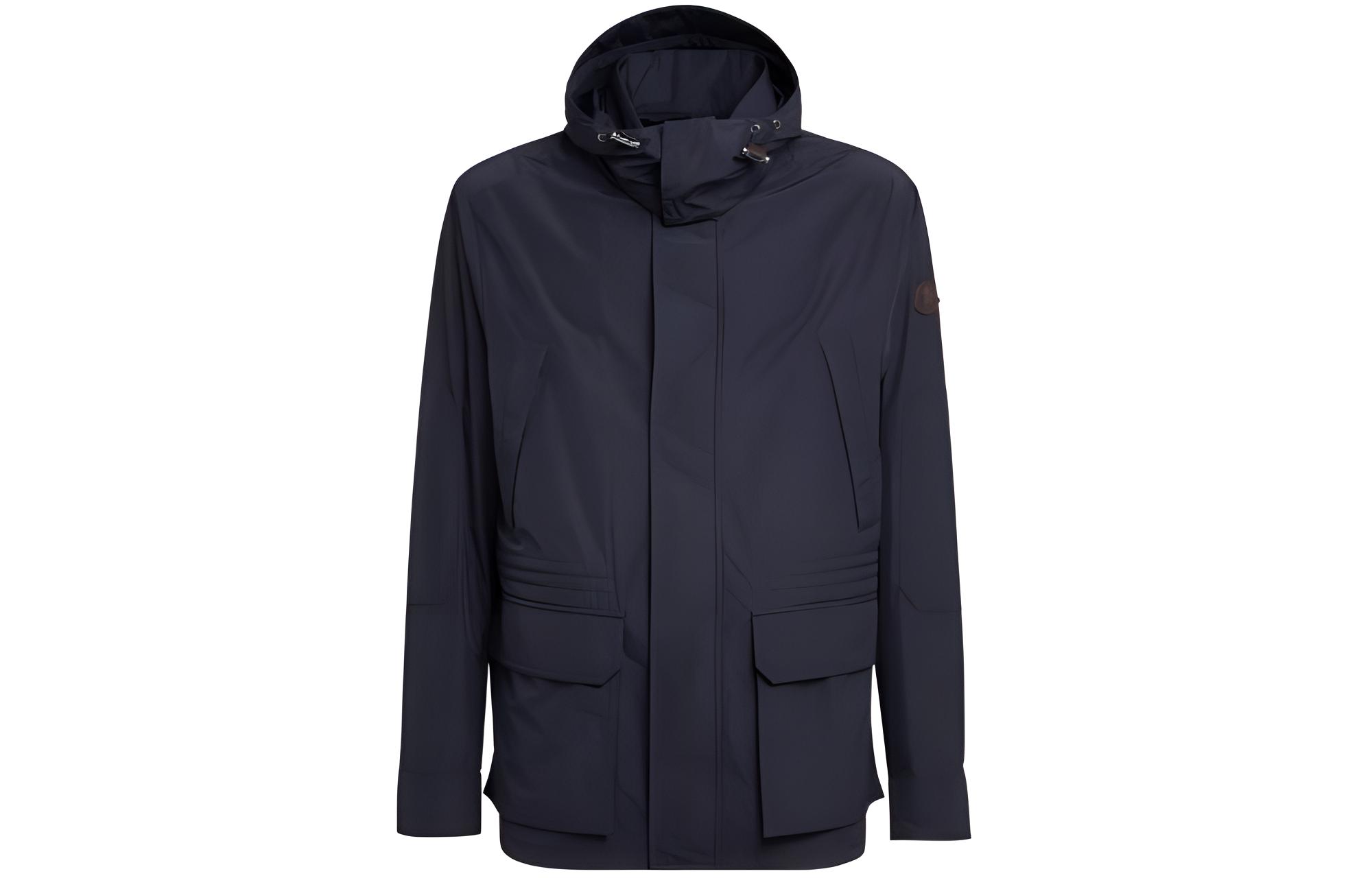 Moncler Solid Color Pocket Hoodie Jacket Blue J10911A00143549MF742