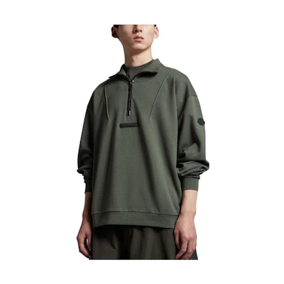 Moncler Solid Color Pullover Logo Sweatshirt Deep Green I10918G00016899W4890
