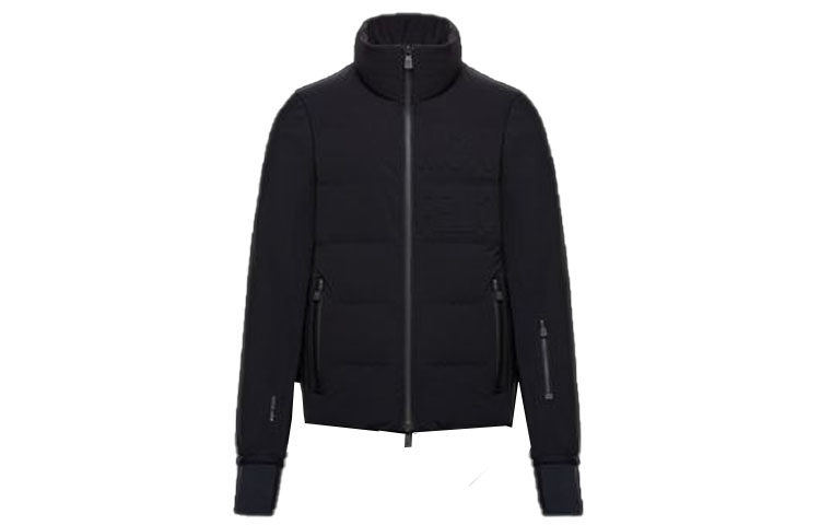 Moncler Solid Color Stand Collar Zip Jacket Black 0978G5084080280428