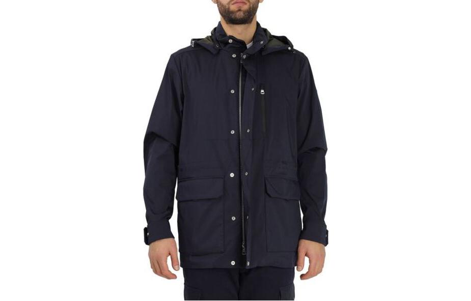 Moncler Solid Color Zip-Up Hooded Jacket Blue 10911B00004595R7779