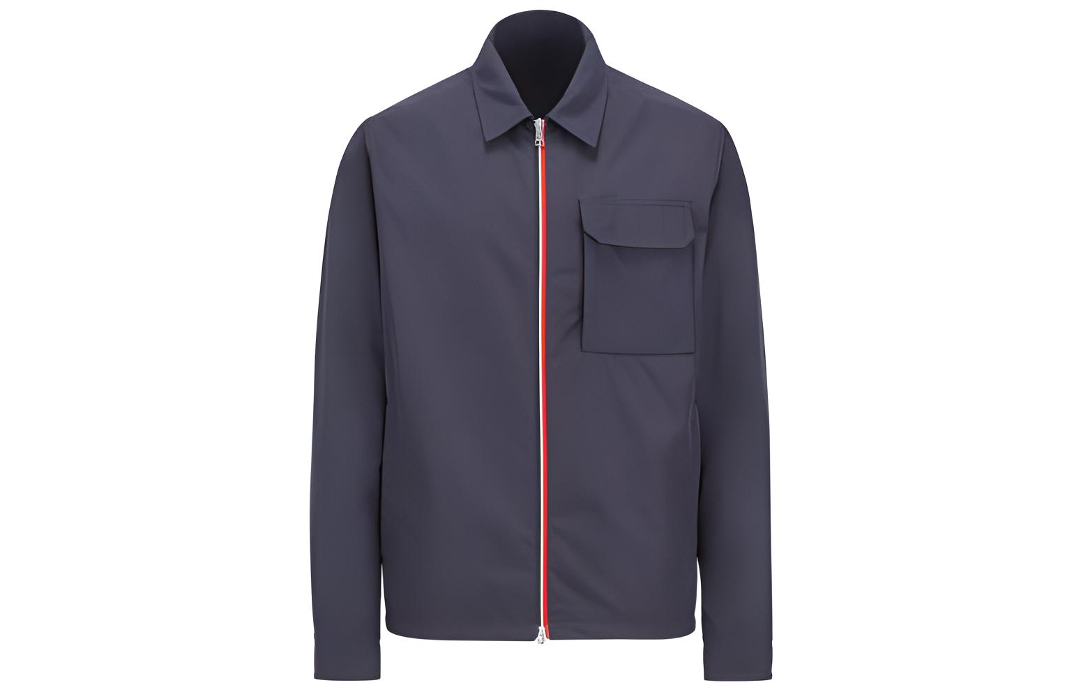 Moncler Solid Color Zip-Up Jacket Deep Blue J10911A0015754A9174S