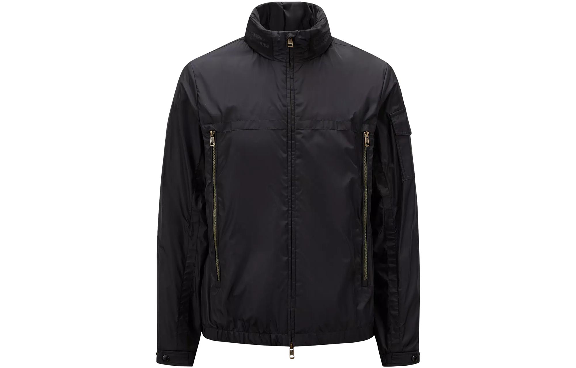 Moncler Solid Color Zip-Up Stand Collar Jacket for Men - Black I10911A0009768352999