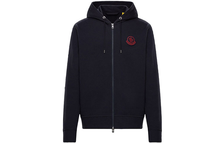 Moncler Solid Logo Zip-Up Hoodie Jacket Black () 6630340695939702