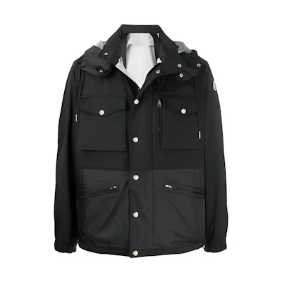 Moncler Solid Multi-Pocket Hooded Jacket Black F10911B71700539HW999