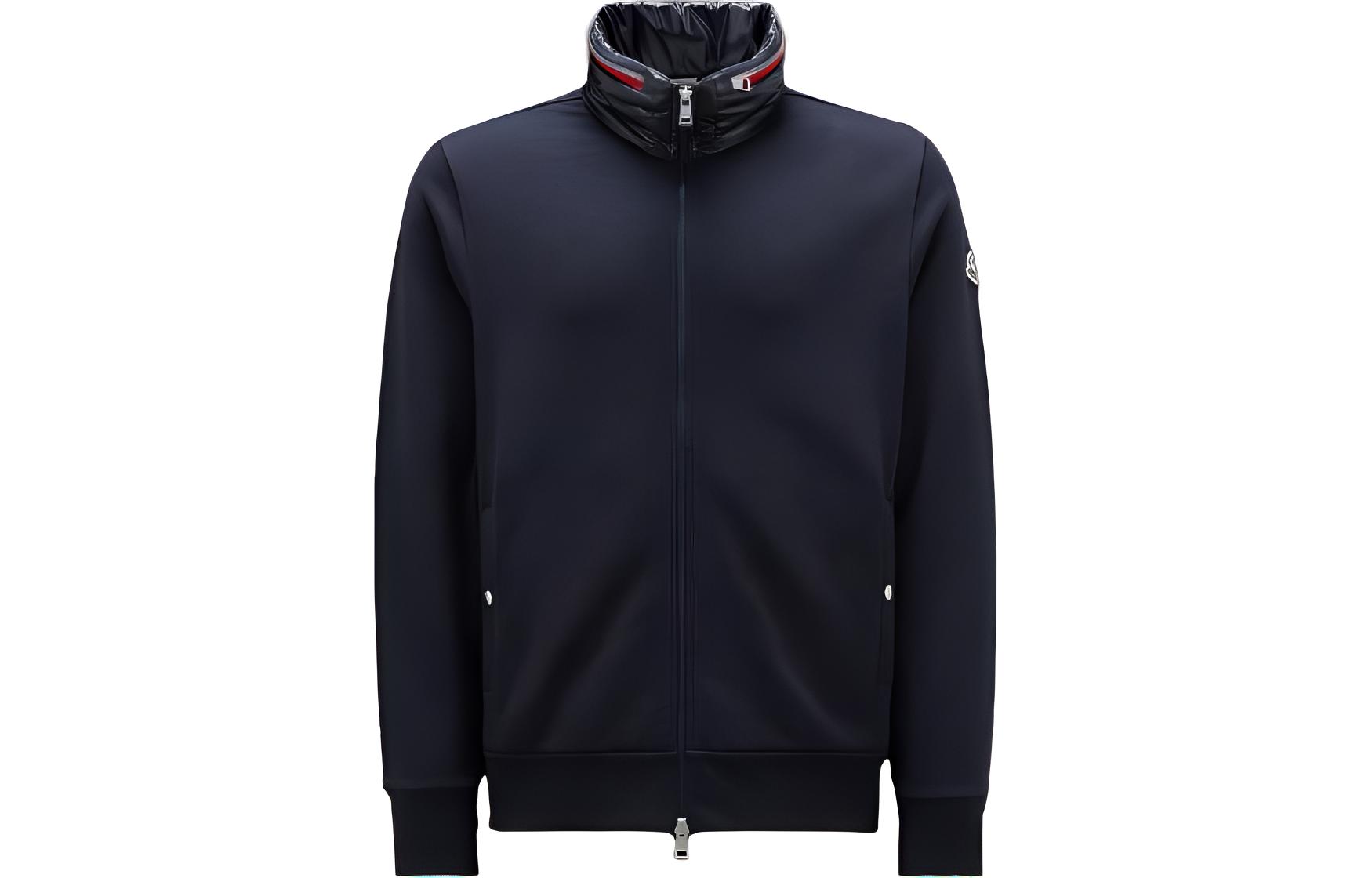 Moncler Solid Navy Blue Casual Stand Collar Jacket I20918G0003789A5W778