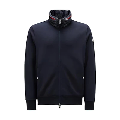 Moncler Solid Navy Blue Casual Stand Collar Jacket I20918G0003789A5W778