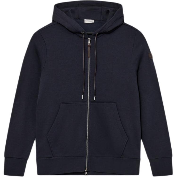Moncler Solid Navy Blue Hooded Zip Jacket 8G0006589AJF778