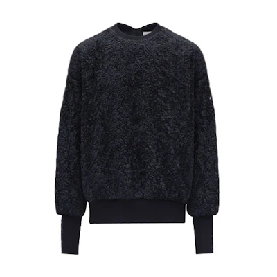 Moncler Solid Pullover Sweatshirt with Back Zipper in Navy Blue G209K8G0000854AM6778