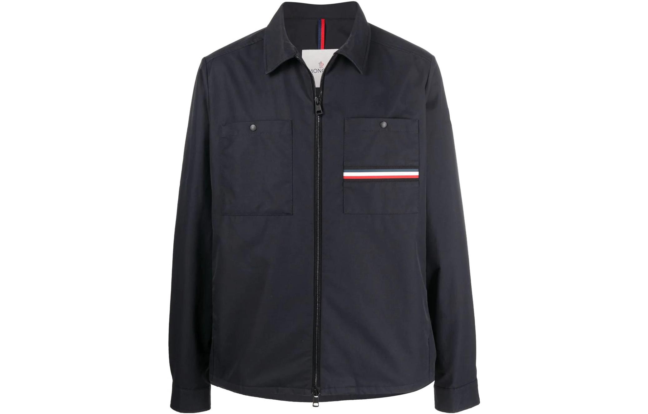 Moncler Solid Stripe Trim Zip-Up Long Sleeve Jacket H10911A0015154ARP778