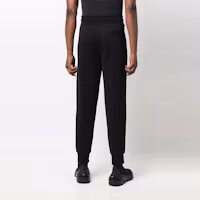 Shop Moncler 素色圖案印花緊身針織運動長褲 G20918H00002809KR