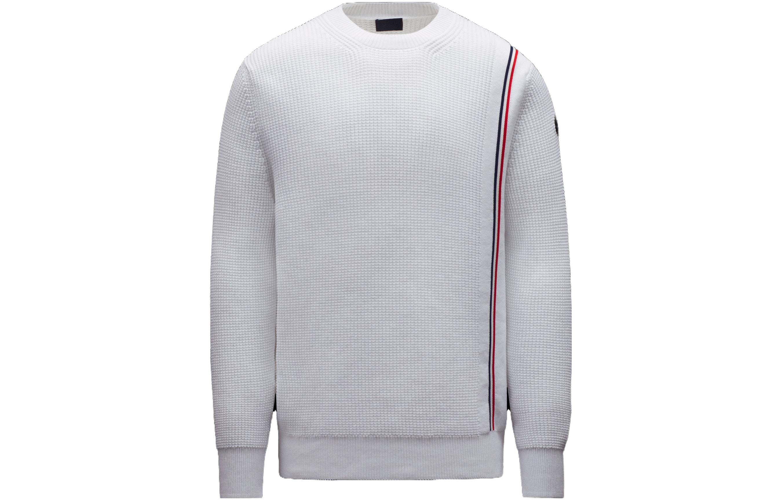 Moncler Solid White Crewneck Long Sleeve Sweatshirt Optical White I10919C00018M1367001