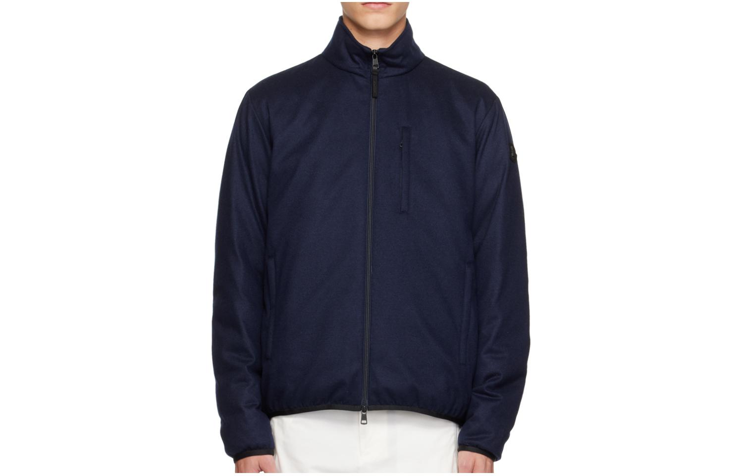 Moncler Solid Zip-Up Puffer Jacket in Navy Blue I20911A0014489A6J742