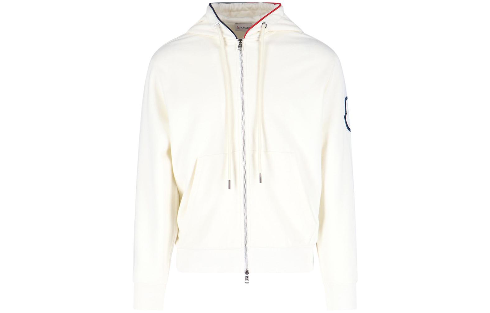 Moncler SS20 Off-White Zip Hoodie Jacket Loose Fit Long Sleeve 8G00006-89A1B-032