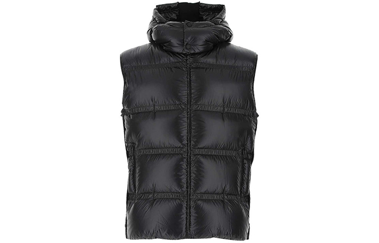 Moncler SS21 Black Down Hooded Vest Jacket with Logo 1A51710C0624999 圖 2