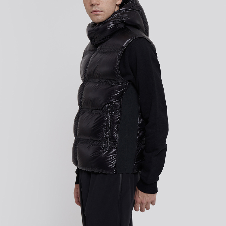 Moncler SS21 Black Down Hooded Vest Jacket with Logo 1A51710C0624999 圖 6