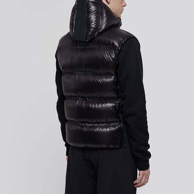 Moncler SS21 Black Down Hooded Vest Jacket with Logo 1A51710C0624999 圖 7