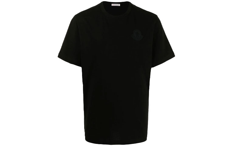Moncler SS21 Black Logo Embroidered Casual Short Sleeve T-Shirt G10918C7E2108390T