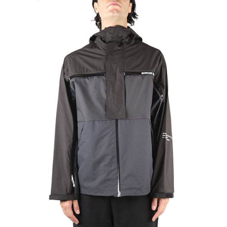 Moncler SS21 Black Logo Print Colorblock Long Sleeve Hooded Jacket 1B70010539JJ999 圖 4