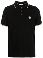 Moncler SS21 Black Logo Stripe Short Sleeve Polo Shirt. 8A7030084556999 Moncler SS21 Black Logo Stripe Short Sleeve Polo Shirt. 8A7030084556999