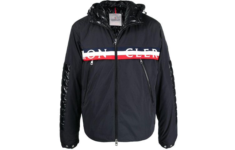 Moncler SS21 Black Logo Striped Down Jacket with Hood. 1B50A0054A91998 圖 2