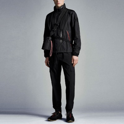 Moncler SS21 Black Nylon Jacket with Detachable Hood and Dual Zippers. G10921B7110068352999 Lookbook Moncler SS21 Black Nylon Jacket with Detachable Hood and Dual Zippers. G10921B7110068352999
