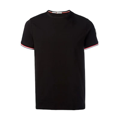 Moncler SS21 Black Short Sleeve T-Shirt with Logo Patch. 801990087296999