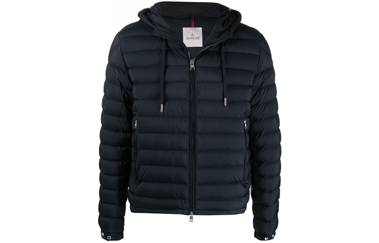 Moncler SS21 Blue Down Jacket with Logo Patch and Quilted Hood. 1A50A0053333776 圖 2