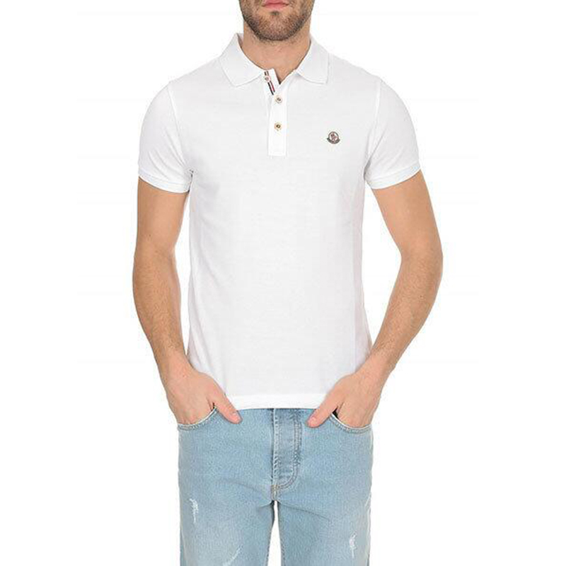 Shop 몽클레르 SS21 코튼 반팔 폴로 셔츠 - 화이트. 8A7070084556001