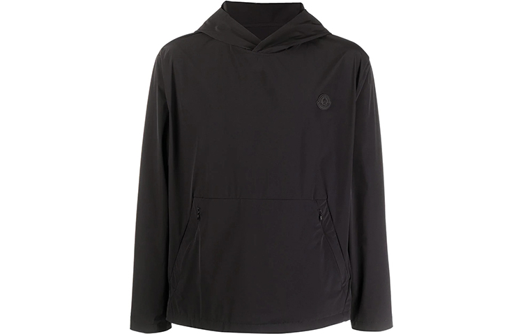 Moncler SS21 Hoodie with Front Logo Patch - Black G10911B7320053791999