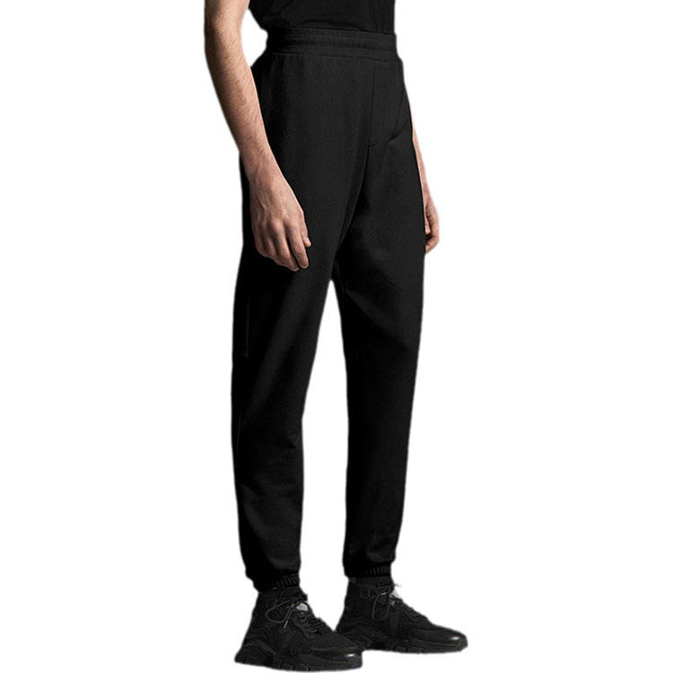 Shop Moncler SS21 Logo Cotton Fleece Joggers Black G10918H728108098U999