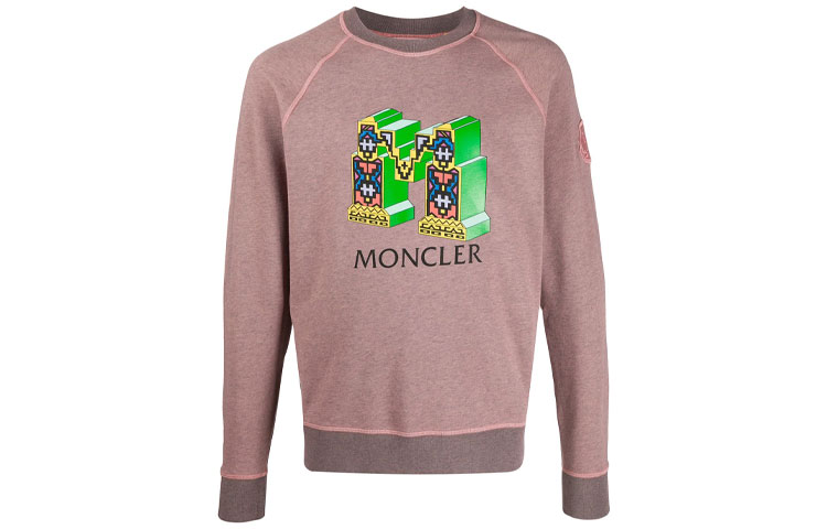 Moncler SS21 Logo Crewneck Casual Cotton Sweatshirt Men’s Brown 8G70160809B7531