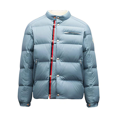 Moncler SS21 Logo Two-Tone Ribbon Down Jacket Blue Long Sleeve G10921A5380054AX4