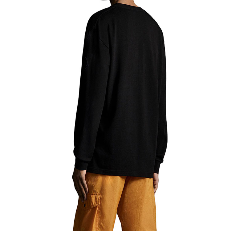 Shop 몽클레르 SS21 넘버2 리브드 크루넥 긴팔 티 블랙 0928D7071083927999