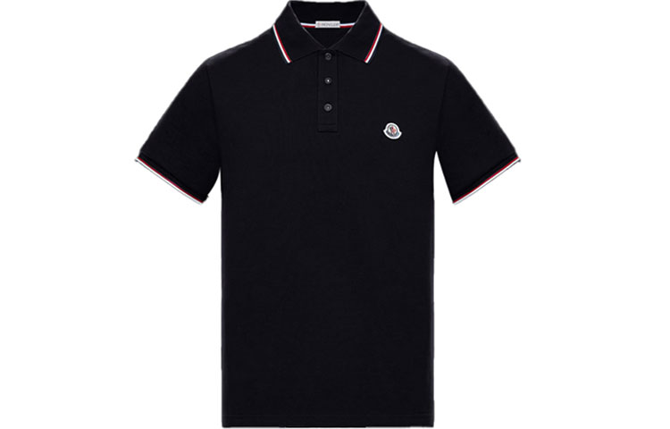 Moncler SS21 Navy Cotton Logo Knit Polo Shirt 0918A7030084556773