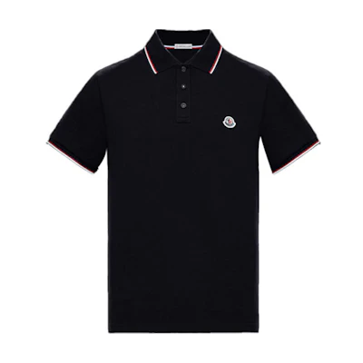 Moncler SS21 Navy Cotton Logo Knit Polo Shirt 0918A7030084556773
