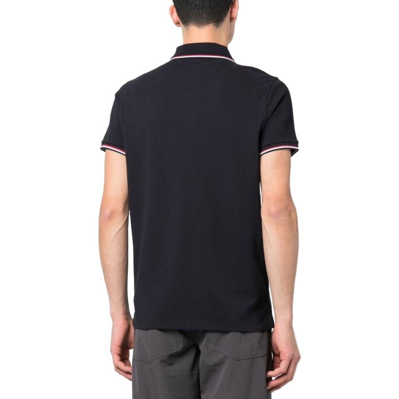 Purchase Moncler SS21 海軍藍棉質徽標針織POLO衫 0918A7030084556773